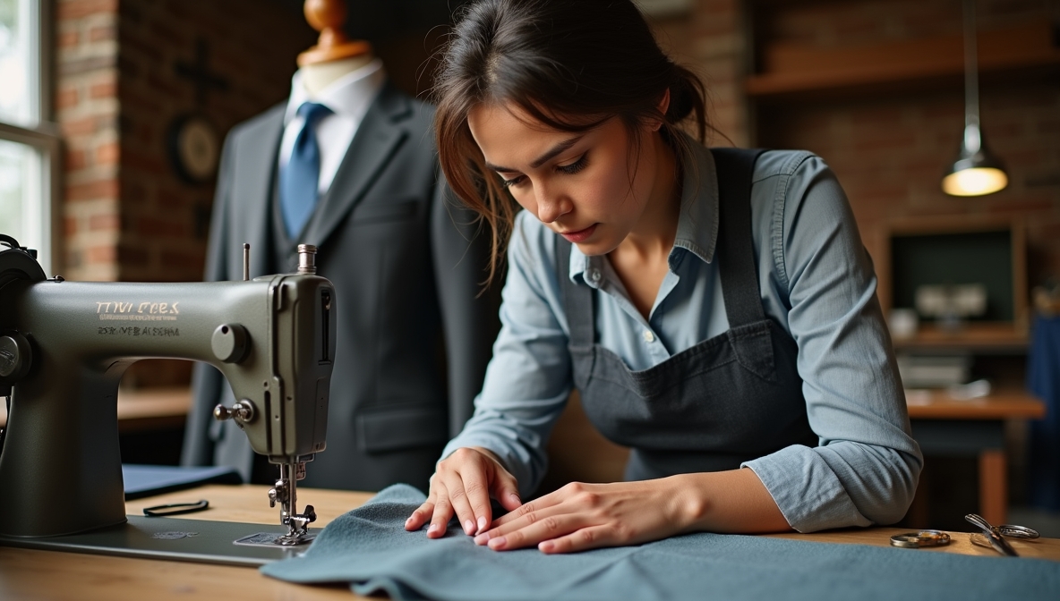 Close-up of precise hand stitching on quality fabric